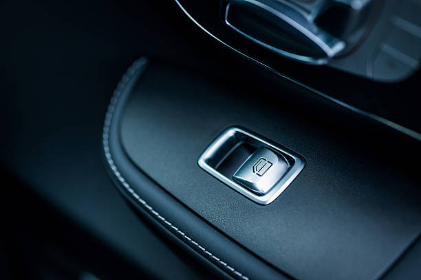 istock Car interior. Door, seat and window controls 600374360