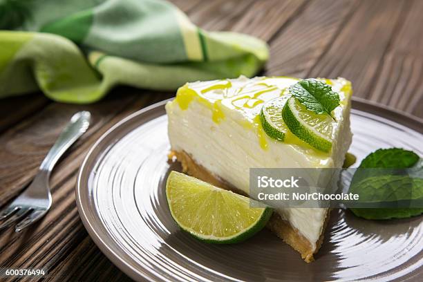 Nobake Cheesecake With Lime Mascarpone Whipped Cream And Mint Stock Photo - Download Image Now