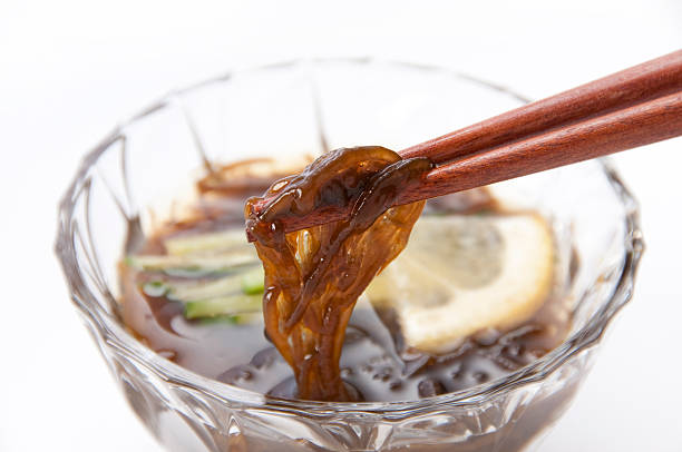 Mozuku seaweed vinegar Served with mozuku vinegared lemon sunomono stock pictures, royalty-free photos & images