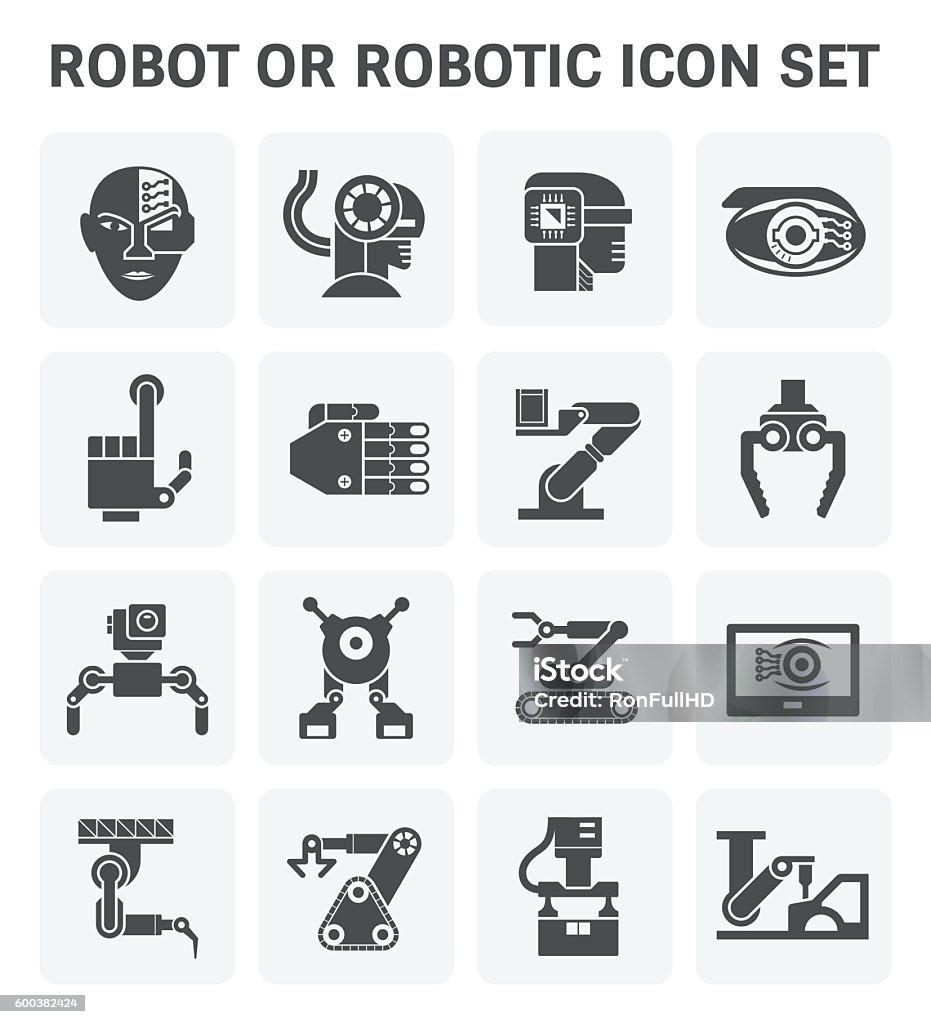 Robot icon set Robot or robotic vector icon set design. Icon Symbol stock vector