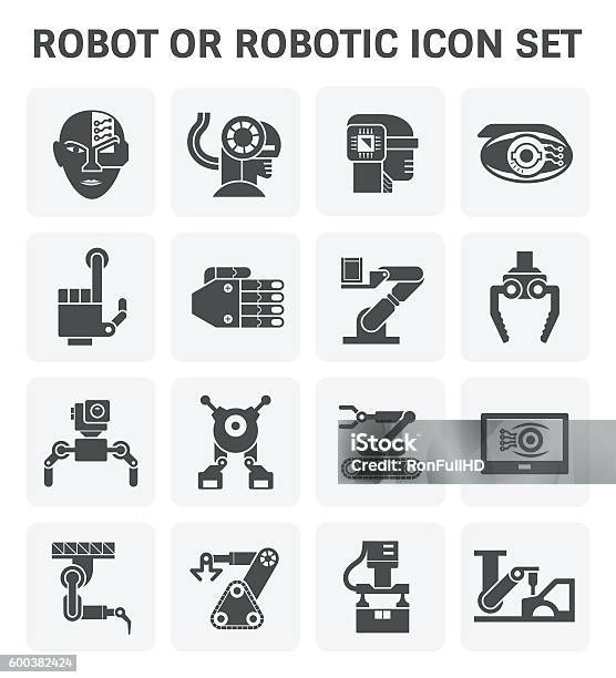 Robot Icon Set Stock Illustration - Download Image Now - Icon Symbol, Robot, Car