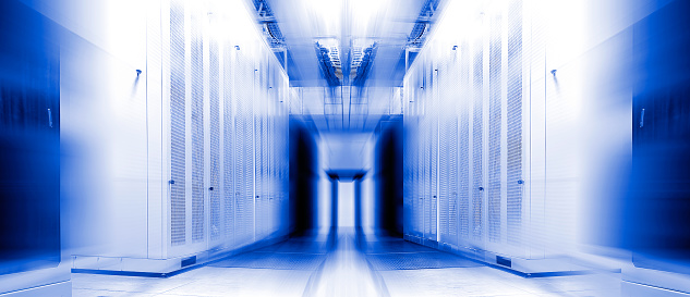 Image of a room of virtual databaseWhite Server Room Network/communications cluster in a mainframes room.