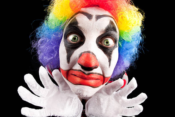istock Creepy Fisheye Clown Close Up 600385018