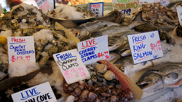 istock SEATTLE WASHINGTON USA - October 2014 - Fresh seafood display 600385398