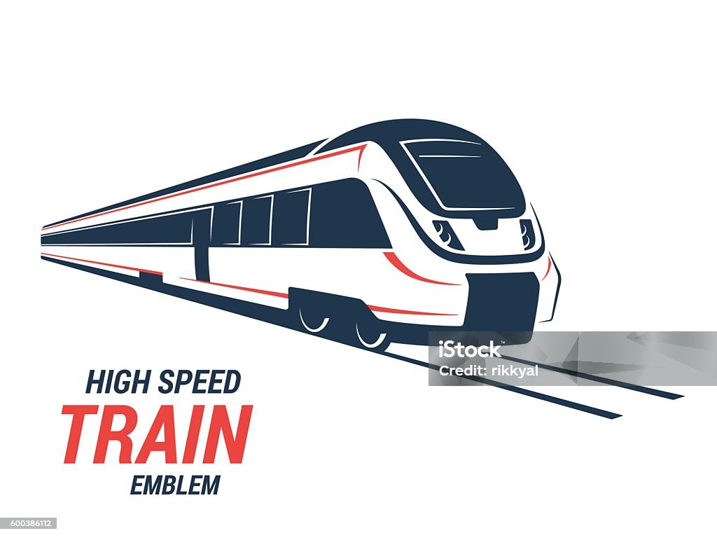 Emblème, icône, étiquette de train de banlieue à grande vitesse - clipart vectoriel de Train libre de droits