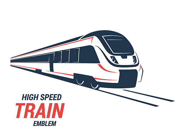 ilustrações de stock, clip art, desenhos animados e ícones de high speed commuter train emblem, icon, label - rush