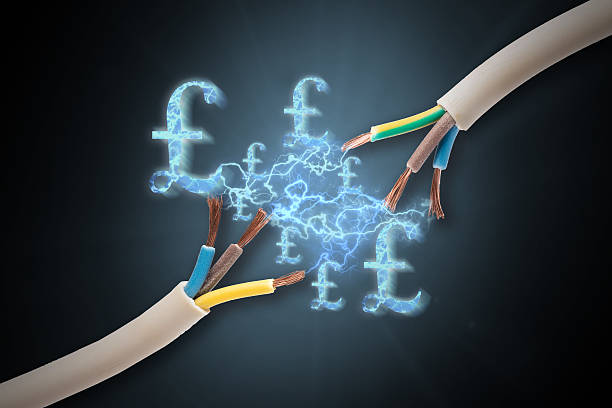 istock Expensive electricity costs with pound signs 600386992