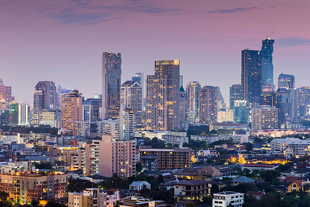 istock City office business building at twilight 600387202