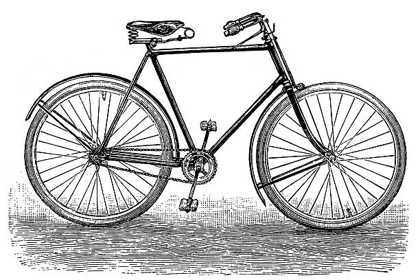 Rover safety bike Antique illustration of a rover safety bike cycling bicycle pencil drawing cyclist stock illustrations