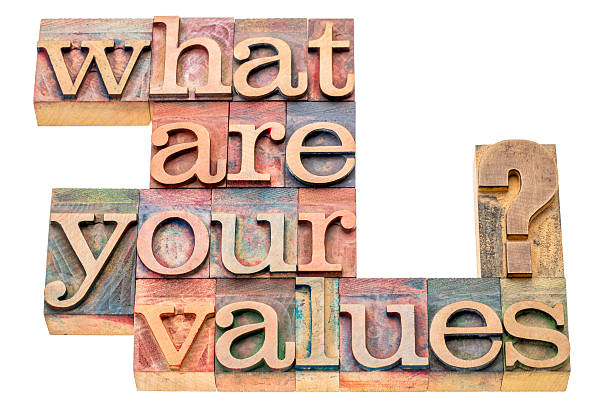 What are your values ? What are your values question - isolated word abstract in letterpress wood type printing blocks stained by color inks printing block photos stock pictures, royalty-free photos & images