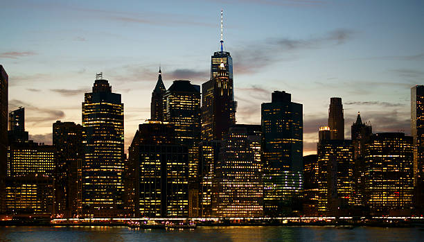 istock View on night Manhattan, New York 600390616