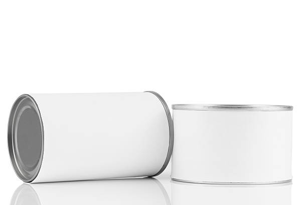 boîte de conserve avec marque blanche vierge - can canned food container cylinder photos et images de collection