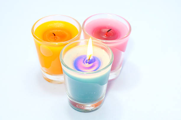 istock Light the one scented candles of three cups 600392230