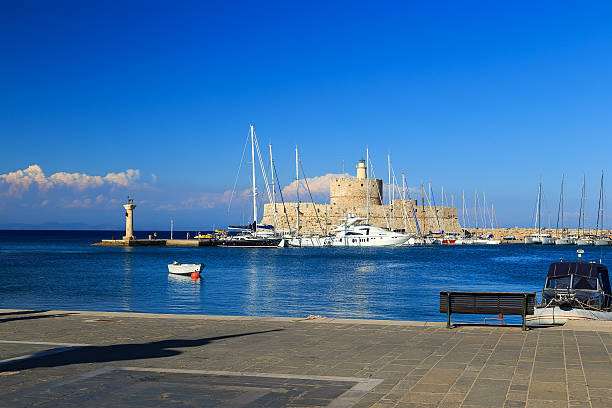 istock Ancient fortress at Mandraki Harbor, Rhodes, Greece 600392418