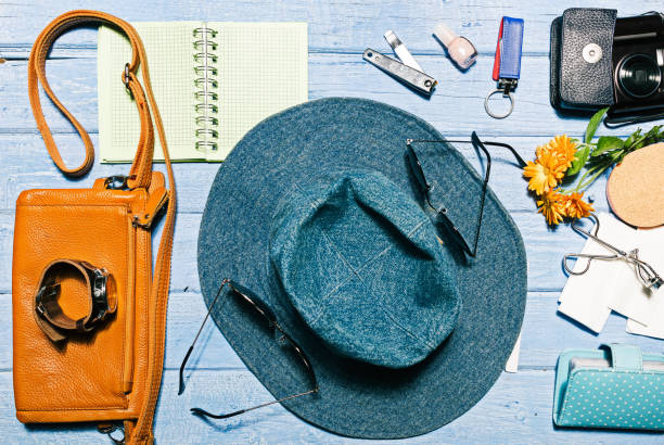 istock Female accessories top view 600394234