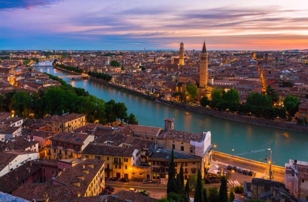 istock Sunset aerial view of Verona 600394324