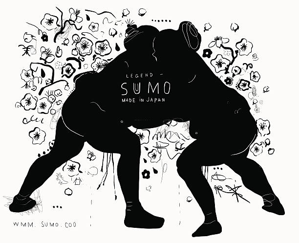sumo - wrestling human muscle muscular build strength stock illustrations