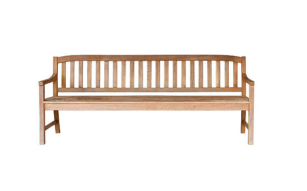 istock Old wooden bench isolated on white 600397190