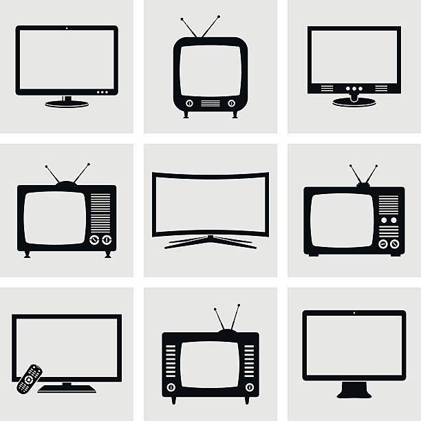 tv-icon-set - television stock-grafiken, -clipart, -cartoons und -symbole