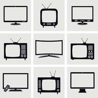 Modern and retro TV icons set. Vector illustration.