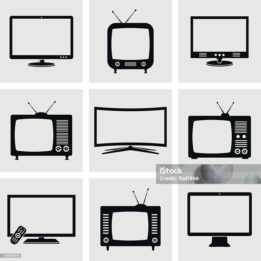 TV icons set Modern and retro TV icons set. Vector illustration. Television Set stock vector