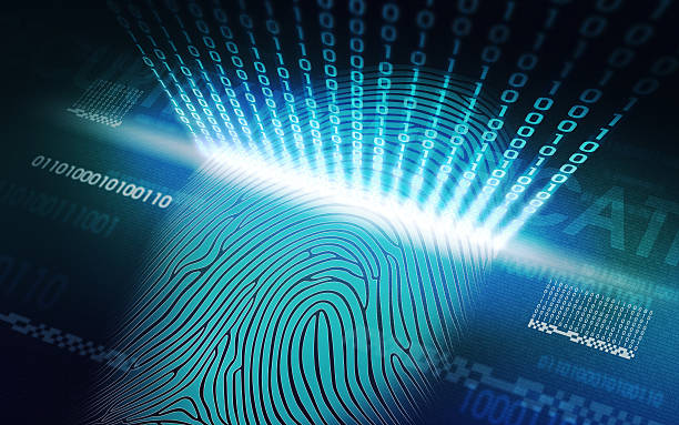 il sistema di scansione delle impronte digitali - dispositivi di sicurezza biometrici - biometrics fingerprint identity flat bed scanner foto e immagini stock