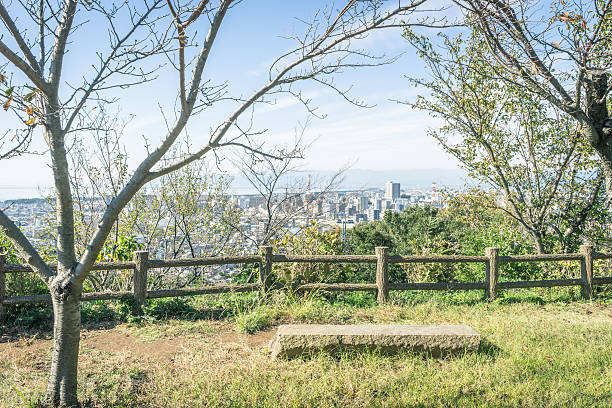 istock Scenery with the bench / View from Mt. Kanuki 600398646
