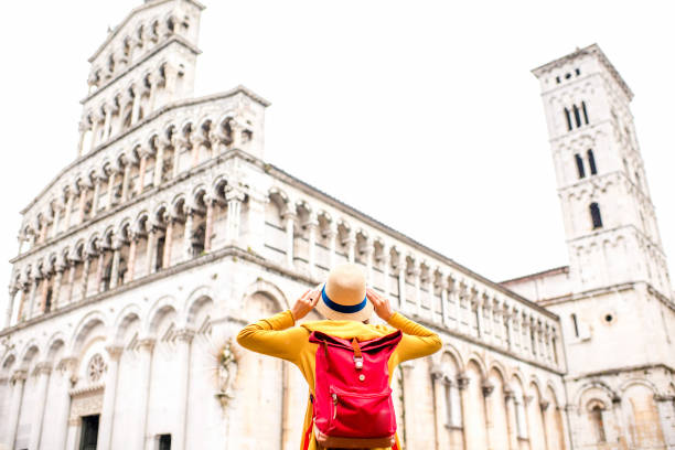 istock Woman traveling in Lucca old town 600400576