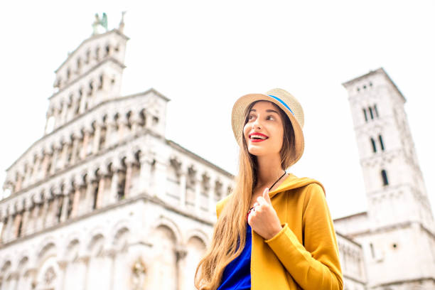 istock Woman traveling in Lucca old town 600400724