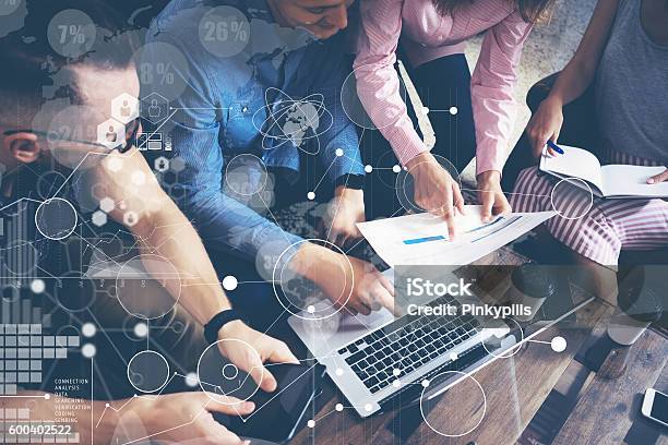 Global Strategy Connection Data Virtual Icon Innovation Graph Interfacestartup Stock Photo - Download Image Now