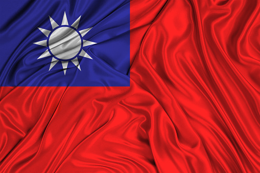 Waving Taiwan flag of silk