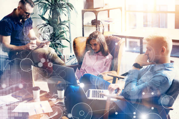 istock Global Strategy Connection Virtual Icon Graph Interface Diagram Marketing Research 600405208