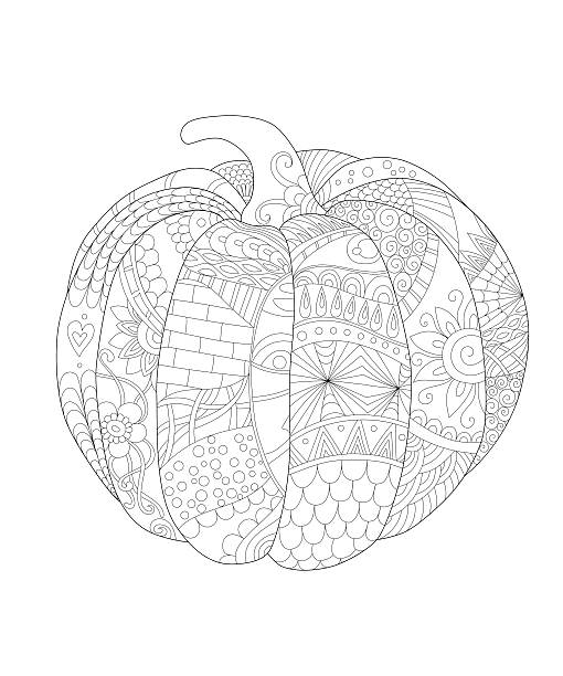 ilustrações de stock, clip art, desenhos animados e ícones de hand drawn decorative pumpkin - adult autumn backgrounds beauty