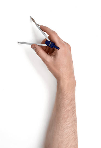 Hand drawing with a compass a circle.  