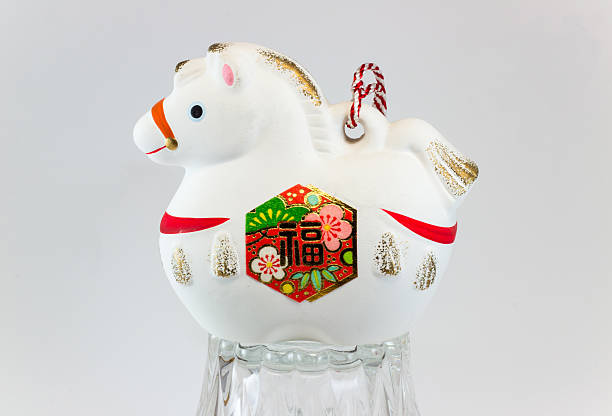 istock Lovely ceramic horse in Japanese style 600405964