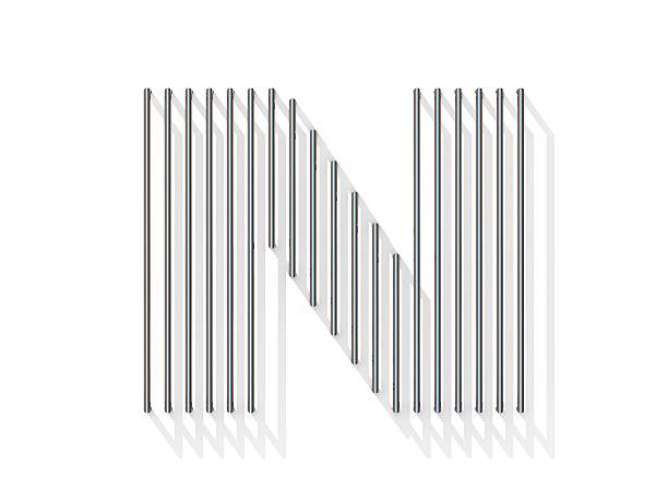 istock Silver, steel wire font. Letter N 600406688