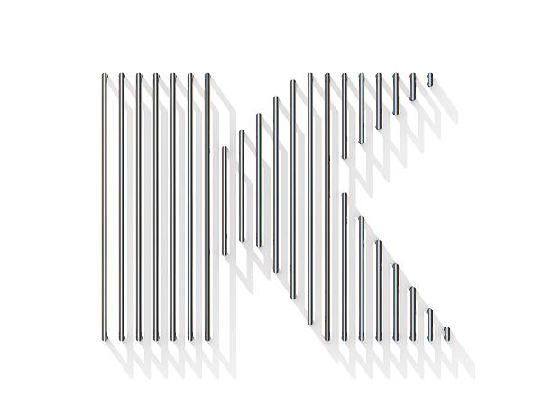 istock Silver, steel wire font. Letter K 600406748