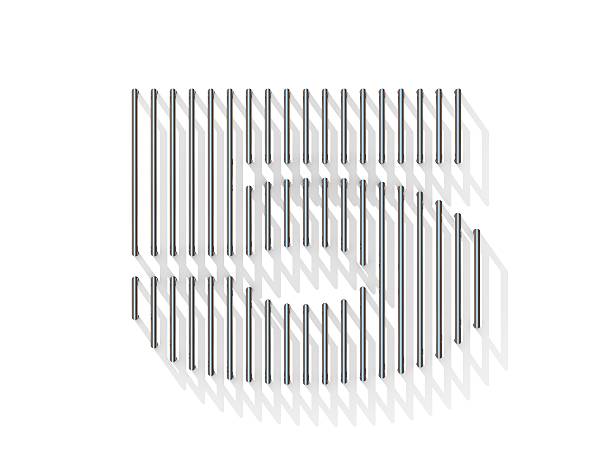 istock Silver, steel wire font. Number FIVE 5 600407050
