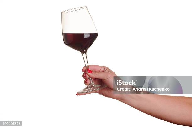 Female Hand With Red Wine Glass Stock Photo - Download Image Now - Wineglass, Wine, Holding