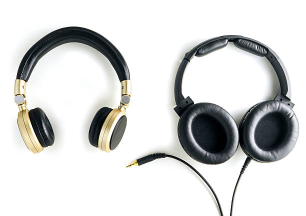 istock wireless headphone and wired headphone isolated on white 600409884