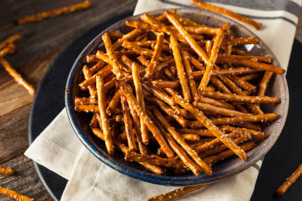 istock Healthy Salty Baked Pretzel Sticks 600411886