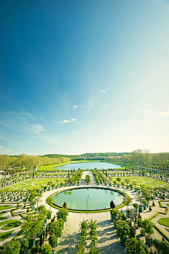 Versailles, France - May 7, 2016: Beautiful Versailles chateau garden. France