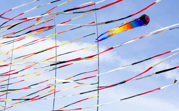 istock Great octopus-like kite and colored ribbons on the wind 600412792