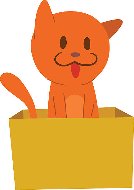 만화 벡터 고양이 캐릭터 - cat box stock illustrations