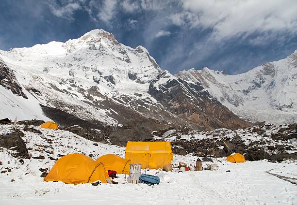 istock Annapurna south from mount Annapurna base camp with tents 600414988