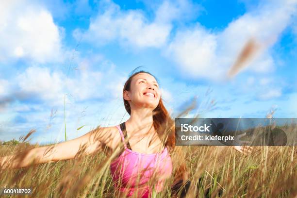 Happy Woman Enjoying Nature Stock Photo - Download Image Now - Adult, Adults Only, Agreement