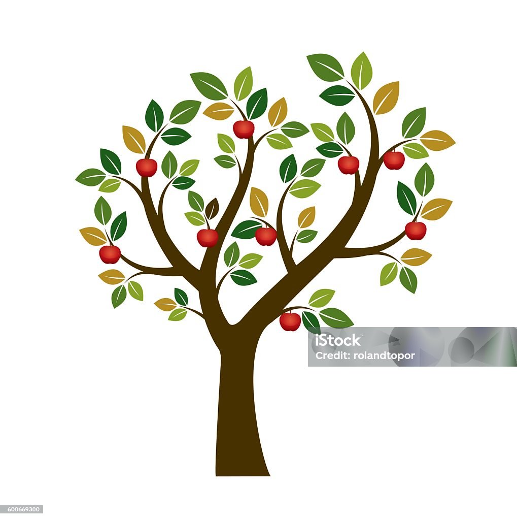 Color Apple Tree. Vector Illustration. Nature and Garden Apple Tree stock vector