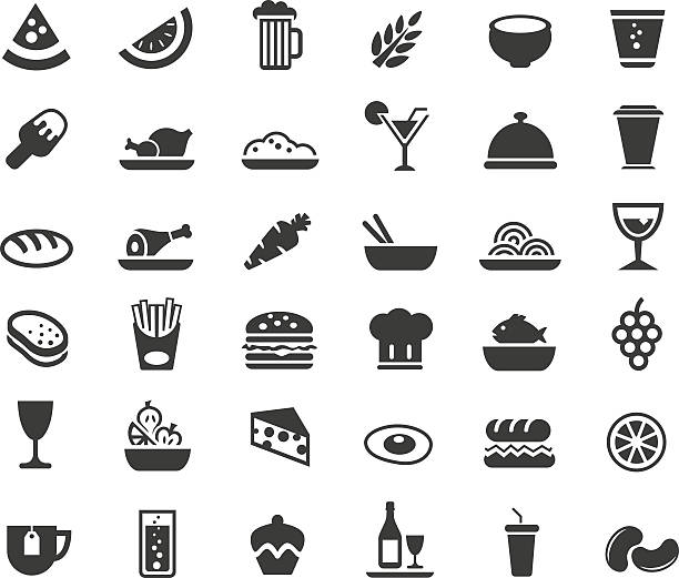 ilustraciones, imágenes clip art, dibujos animados e iconos de stock de conjunto de iconos de comida - cake pie apple pie apple