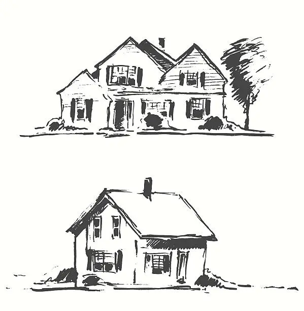 Vector illustration of Architect draft houses vector illustration drawn.