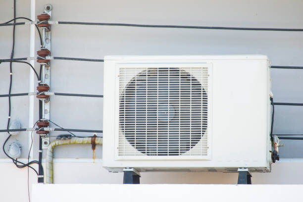 istock air-conditioner mounted outside on a wall 600671702
